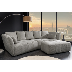 Taburet ROYAL 120cm, bouclé, šedá  Místnosti MH44543