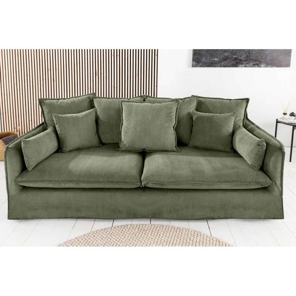 Pohovka HEAVEN 200cm 3místná pružinová s odnímatelným potahem, zelená  Místnosti 46107