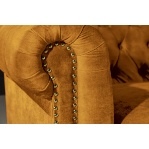 3místná pohovka CHESTERFIELD 205cm, sametová hořčicově žlutá  Místnosti 47032