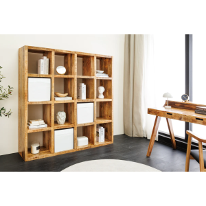 Knihovna IRON CRAFT 160x156cm mango přírodní  Místnosti 46798