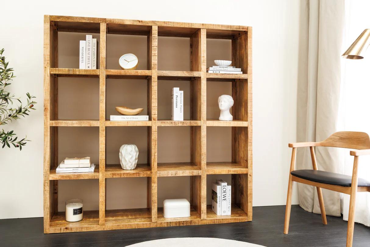 Knihovna IRON CRAFT 160x156cm mango přírodní  Místnosti 46798