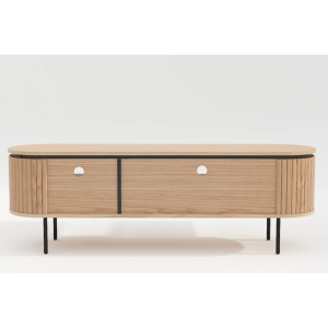 TV stolek ATELIER 160 cm, imitace přírodního dubu, s černými nohami  Nábytek 47450