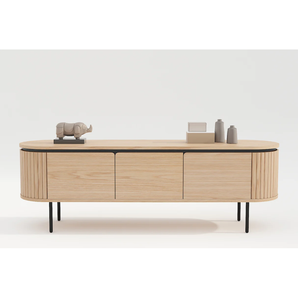 TV stolek ATELIER 160 cm, imitace přírodního dubu, s černými nohami  Nábytek 47450