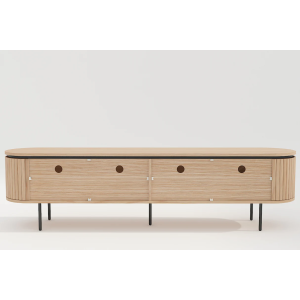 TV stolek ATELIER 200 cm, imitace přírodního dubu, s černými nohami  Místnosti 47451