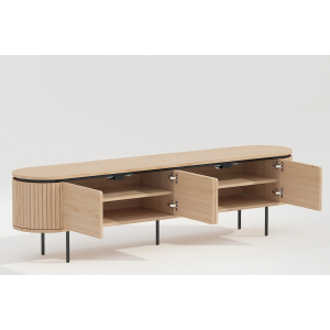 TV stolek ATELIER 200 cm, imitace přírodního dubu, s černými nohami  Místnosti 47451