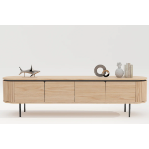 TV stolek ATELIER 200 cm, imitace přírodního dubu, s černými nohami  Místnosti 47451