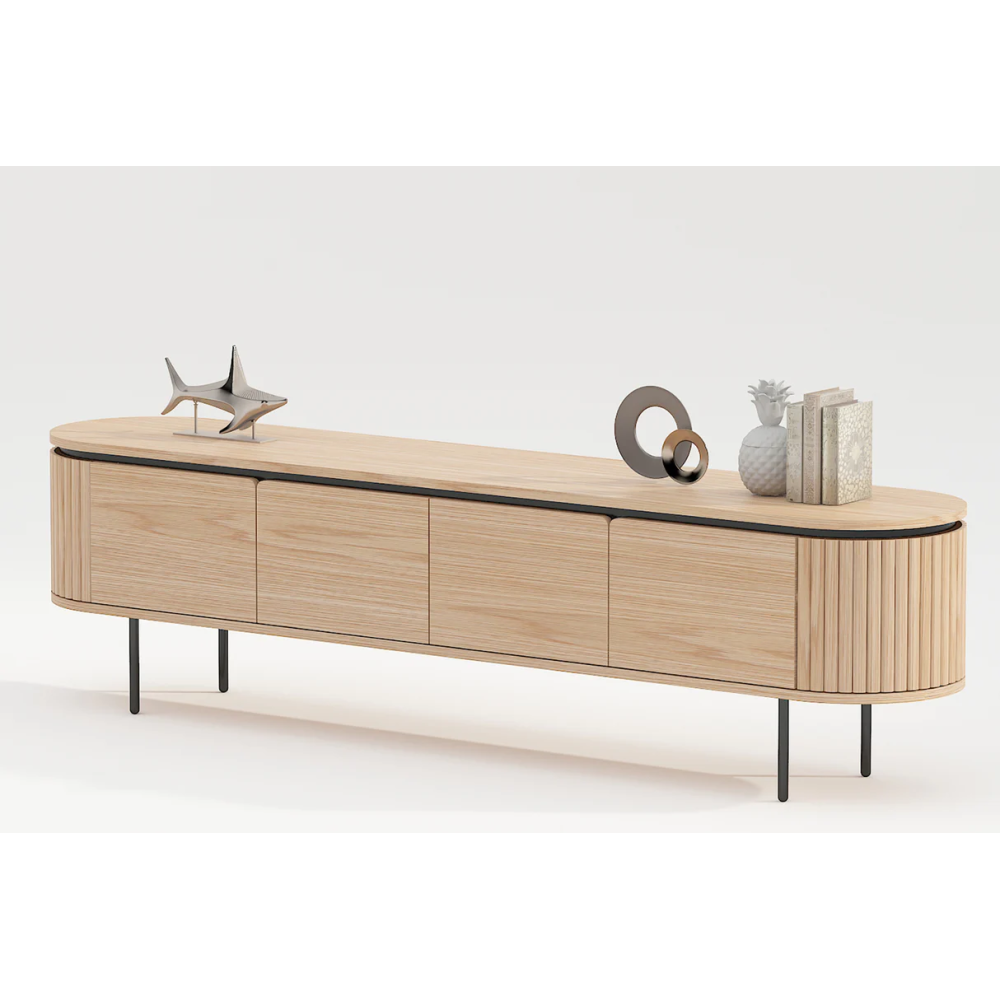 TV stolek ATELIER 200 cm, imitace přírodního dubu, s černými nohami  Místnosti 47451