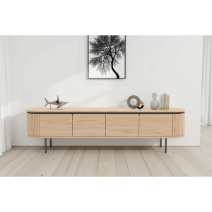 TV stolek ATELIER 200 cm, imitace přírodního dubu, s černými nohami  Místnosti 47451