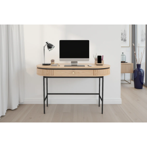 Kancelářský stůl ATELIER 120 cm, imitace přírodního dubu, s černou kovovou konstrukcí  Místnosti 47455