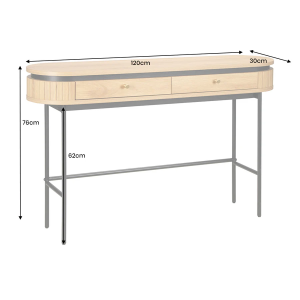 Konzole ATELIER 120 cm, vzhled přírodního dubu, s černým kovovým rámem  Místnosti 47465