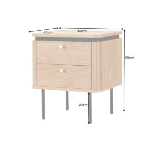 Noční stolek ATELIER 55 cm, imitace přírodního dubu, s černými nohami  Místnosti 47458