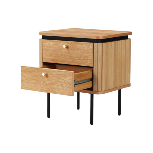 Noční stolek ATELIER 55 cm, imitace přírodního dubu, s černými nohami  Místnosti 47458
