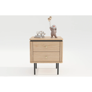 Noční stolek ATELIER 55 cm, imitace přírodního dubu, s černými nohami  Místnosti 47458