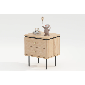 Noční stolek ATELIER 55 cm, imitace přírodního dubu, s černými nohami  Místnosti 47458