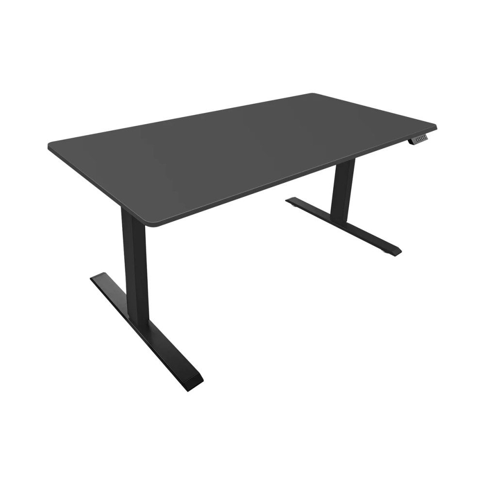 Kancelářský stůl BLACK DESK 140 cm, výškově nastavitelný antracitový s černým rámem  Místnosti 47547