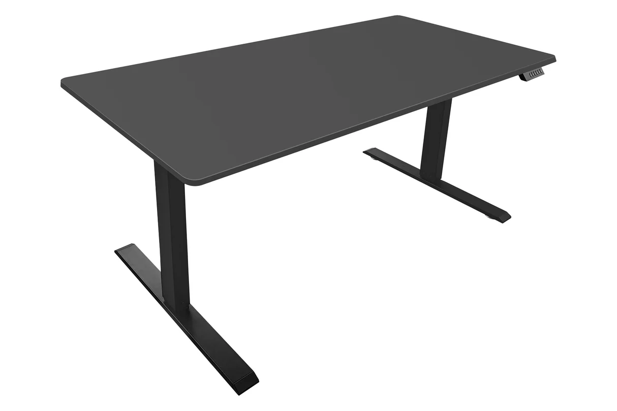 Kancelářský stůl BLACK DESK 140 cm, výškově nastavitelný antracitový s černým rámem  Místnosti 47547