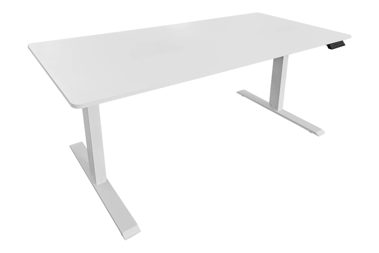 Kancelářský stůl WHITE DESK 140 cm, výškově nastavitelný antracitový s bílým rámem  Místnosti 47548