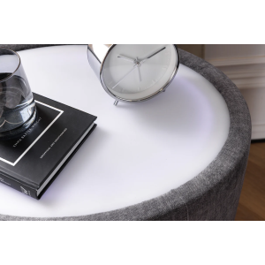 Noční stolek SIGNUM oválný s LED světlem 55 cm sametově šedý  Místnosti 46411