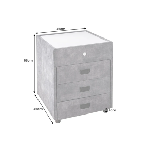 Noční stolek PARIS s LED světlem 55 cm sametově šedý  Místnosti 46009