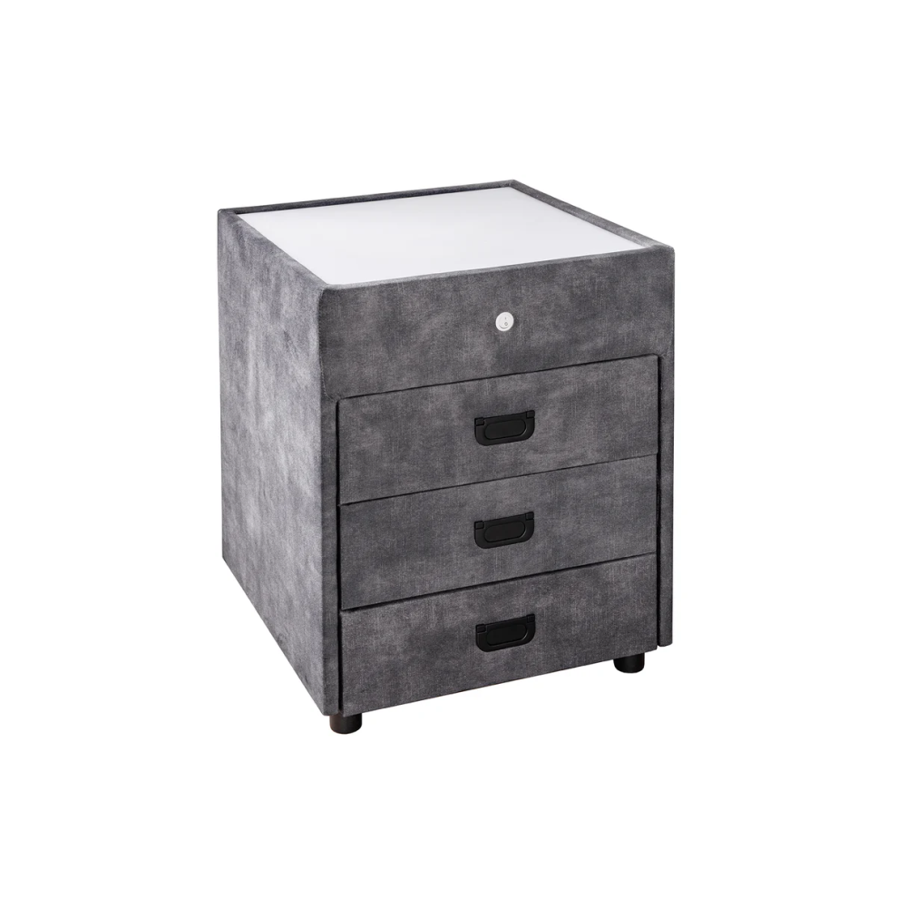 Noční stolek PARIS s LED světlem 55 cm sametově šedý  Místnosti 46009