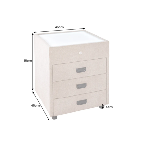 Noční stolek TOULOUSE s LED světlem 55 cm sametově béžový  Místnosti 45948