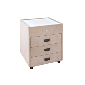 Noční stolek TOULOUSE s LED světlem 55 cm sametově béžový  Místnosti 45948