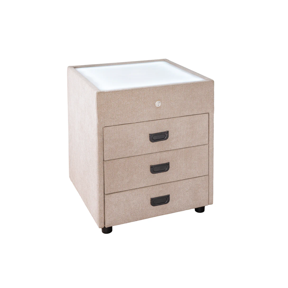 Noční stolek TOULOUSE s LED světlem 55 cm sametově béžový  Místnosti 45948