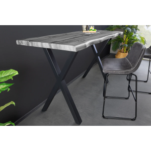 Barový stůl WILD 120cm deska stolu 40mm nohy ve tvaru X, imitace divokého dubu, šedá  Místnosti 47635