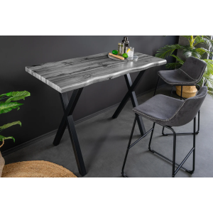 Barový stůl WILD 120cm deska stolu 40mm nohy ve tvaru X, imitace divokého dubu, šedá  Místnosti 47635