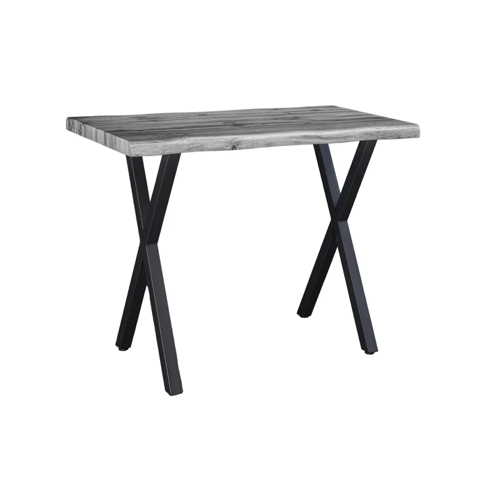 Barový stůl WILD 120cm deska stolu 40mm nohy ve tvaru X, imitace divokého dubu, šedá  Místnosti 47635