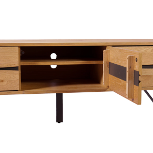 Nízký TV stolek LIVING EDGE 160 cm dubový s černými nohami  Místnosti 46342