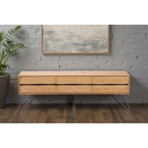 Nízký TV stolek LIVING EDGE 160 cm dubový s černými nohami  Místnosti 46342