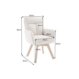 Set 2 ks otočných židlí BIG GEORGE s područkami, ženilková látka, šampaňská, otočná  Místnosti 47518