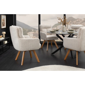 Set 2 ks otočných židlí BIG GEORGE s područkami, ženilková látka, šampaňská, otočná  Místnosti 47518