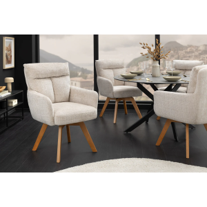 Set 2 ks otočných židlí BIG GEORGE s područkami, ženilková látka, šampaňská, otočná  Místnosti 47518