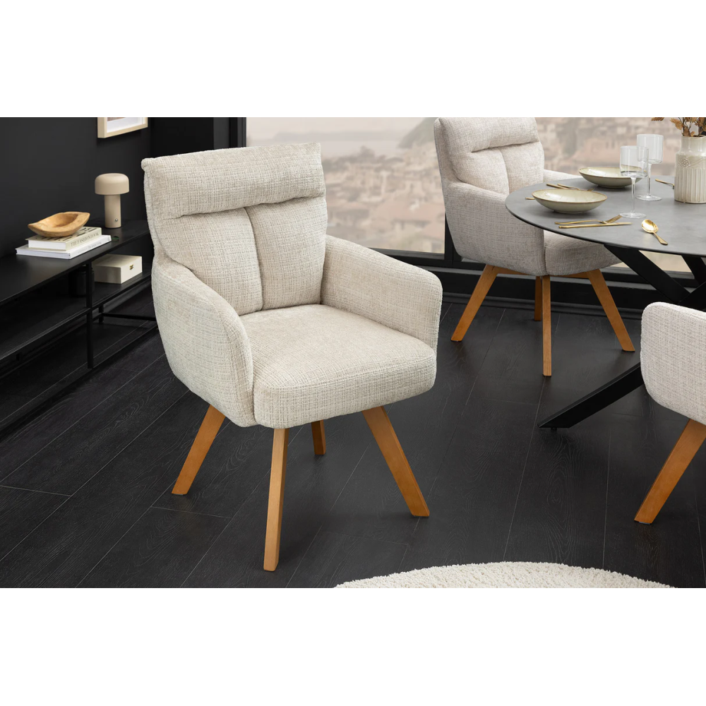 Set 2 ks otočných židlí BIG GEORGE s područkami, ženilková látka, šampaňská, otočná  Místnosti 47518