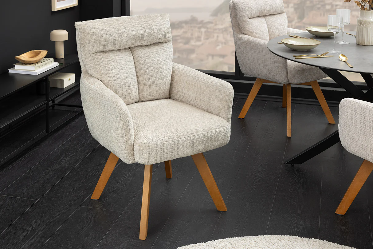 Set 2 ks otočných židlí BIG GEORGE s područkami, ženilková látka, šampaňská, otočná  Místnosti 47518