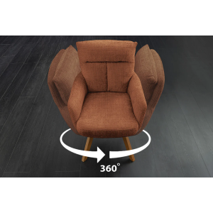 Set 2 ks otočných židlí BIG GEORGE s područkami, ženilková látka, rezavě hnědá, otočná  Místnosti 47520