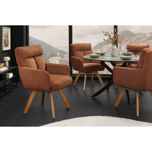 Set 2 ks otočných židlí BIG GEORGE s područkami, ženilková látka, rezavě hnědá, otočná  Místnosti 47520