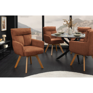 Set 2 ks otočných židlí BIG GEORGE s područkami, ženilková látka, rezavě hnědá, otočná  Místnosti 47520