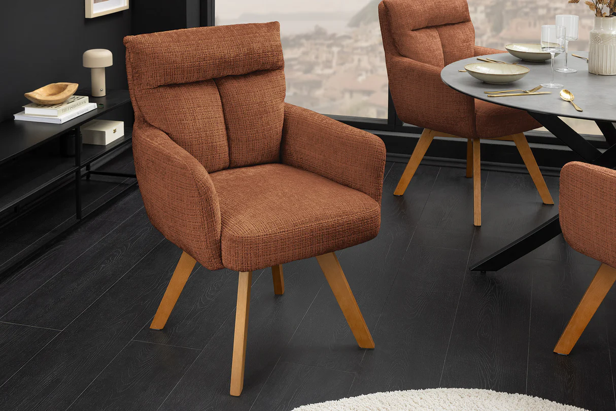 Set 2 ks otočných židlí BIG GEORGE s područkami, ženilková látka, rezavě hnědá, otočná  Místnosti 47520