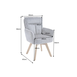 Set 2 ks otočných židlí BIG GEORGE s područkami, ženilková látka, šedá, otočná  Místnosti 47519