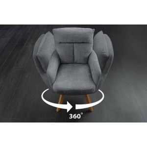 Set 2 ks otočných židlí BIG GEORGE s područkami, ženilková látka, šedá, otočná  Místnosti 47519