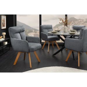 Set 2 ks otočných židlí BIG GEORGE s područkami, ženilková látka, šedá, otočná  Místnosti 47519