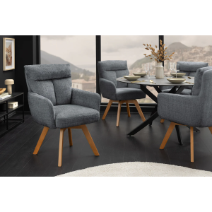 Set 2 ks otočných židlí BIG GEORGE s područkami, ženilková látka, šedá, otočná  Místnosti 47519