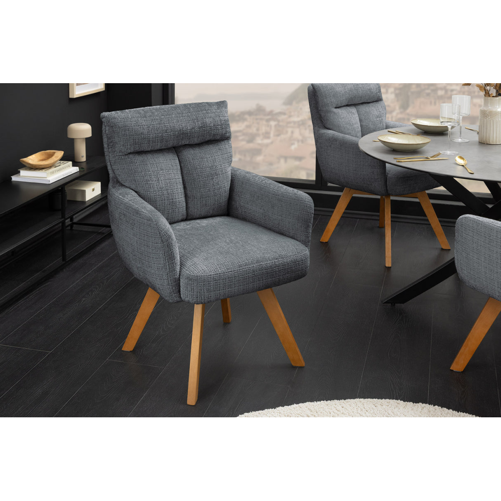 Set 2 ks otočných židlí BIG GEORGE s područkami, ženilková látka, šedá, otočná  Místnosti 47519