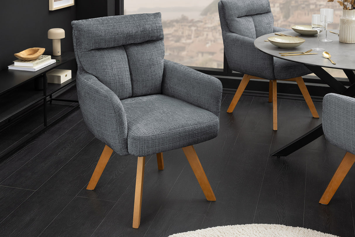 Set 2 ks otočných židlí BIG GEORGE s područkami, ženilková látka, šedá, otočná  Místnosti 47519