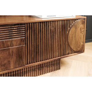 TV stolek ART DECO 200cm 3D mangové dřevo hnědá  Místnosti 46805