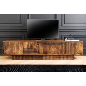 TV stolek ART DECO 200cm 3D mangové dřevo hnědá  Místnosti 46805
