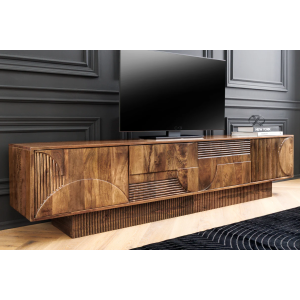 TV stolek ART DECO 200cm 3D mangové dřevo hnědá  Místnosti 46805